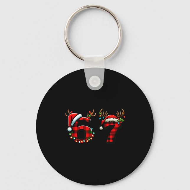 Funny 67 Xmas Six Seven Meme Brainrot Christmas Pa Keychain (Front)
