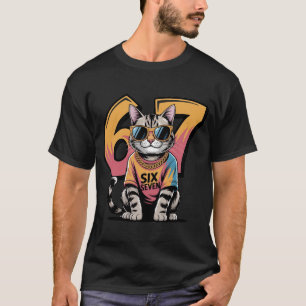 Funny 67th Birthday Cool Cat T-Shirt Retro Hip H