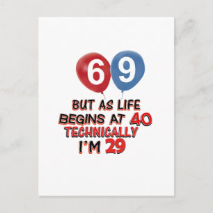 funny 69th birthday designs postcard