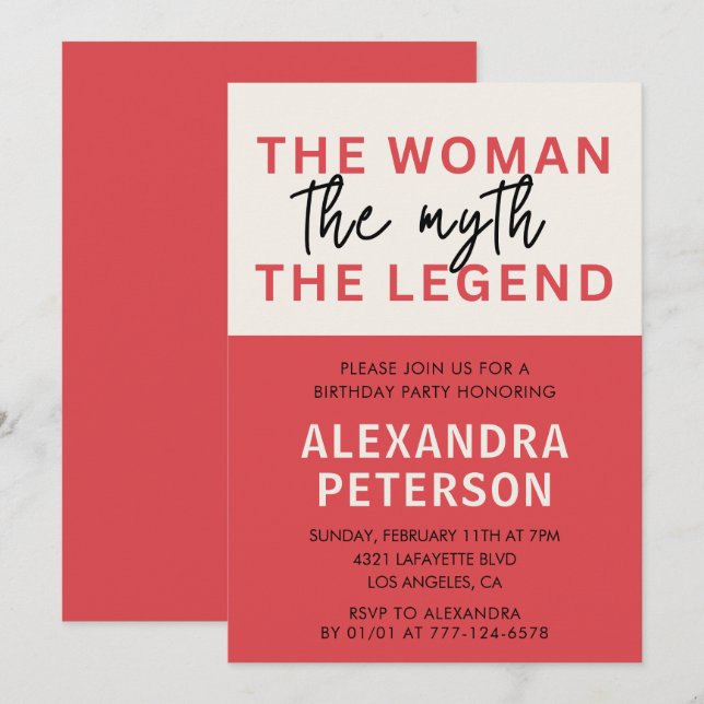 Funny 69th birthday invitations Humour Woman Myth (Front/Back)
