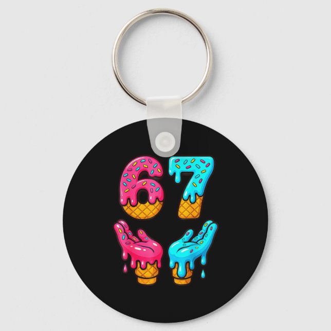 Funny 6 7 67 Six Seven Meme  Keychain (Front)