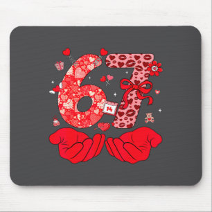 Funny 6 7 Hands Meme Cute Valentine's Day Six Seve Mouse Pad