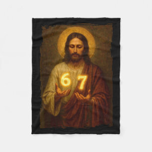 Funny 6 7 Jesus. Absurd Six Seven Meme, Weird Teen Fleece Blanket