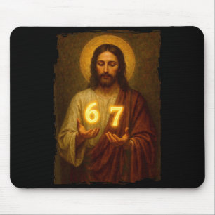 Funny 6 7 Jesus. Absurd Six Seven Meme, Weird Teen Mouse Pad