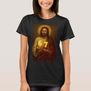 Funny 6 7 Jesus. Absurd Six Seven Meme, Weird Teen T-Shirt