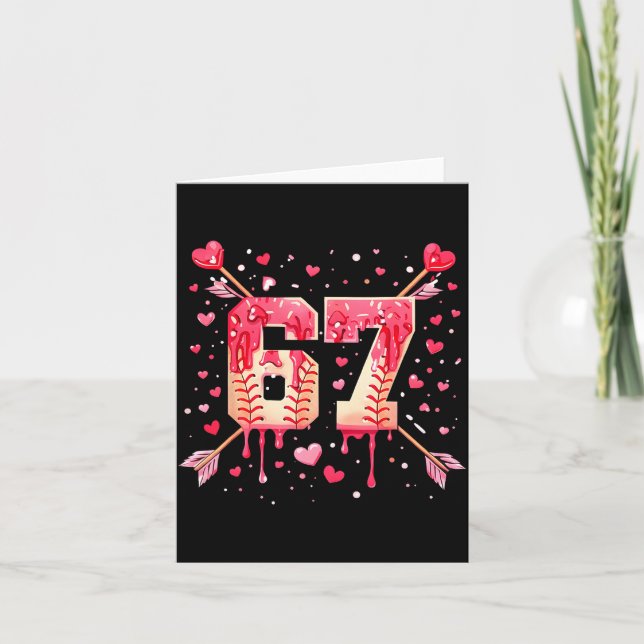 Funny 6 7 Melting Number Arrow Baseball Drip Valen Card (Front)