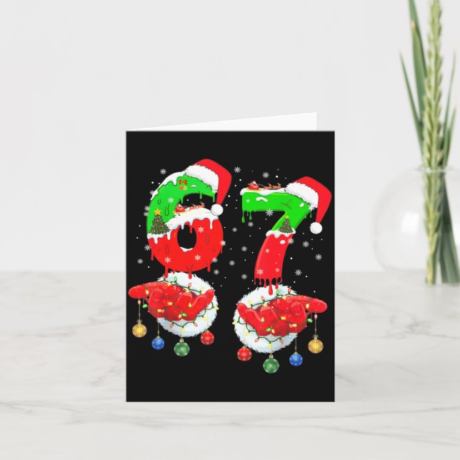 Funny 6 7 Meme 67 Gen Alpha 6 7 Hands Family Kids  Card (Front)