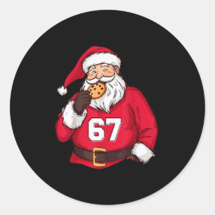Funny 6 7 Meme Brainrot Santa Claus For Boys Kids Classic Round Sticker