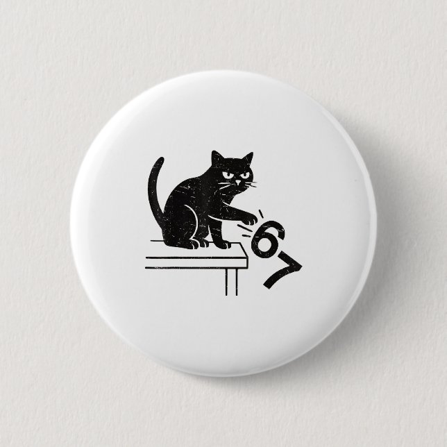 Funny 6 7 Meme Cat Knocking Off 67  2 Inch Round Button (Front)