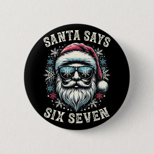 Funny 6-7 Meme Christmas Santa Six Seven Brain Rot 2 Inch Round Button