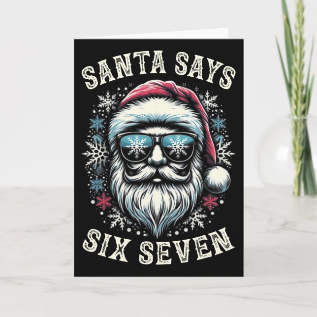 Funny 6-7 Meme Christmas Santa Six Seven Brain Rot Card (Front)