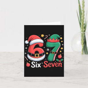 Funny 6 7 Meme Elf Santa Christmas Six Seven Kid W Card