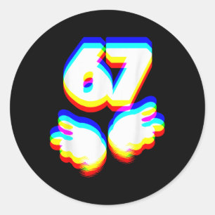 Funny 6 7 Meme Gen Alpha Slang Six Seven Edm Color Classic Round Sticker