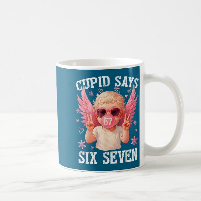 Funny 6 7 Meme Heart Cud Says Six Seven 67 Valenti Coffee Mug (Right)
