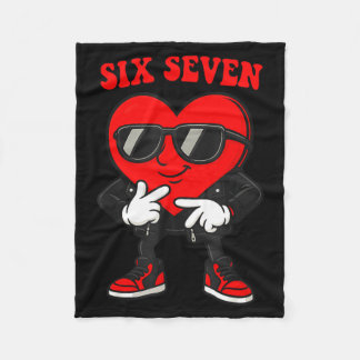 Funny 6 7 Meme Heart Gen Alpha Six Seven 67 Valent Fleece Blanket