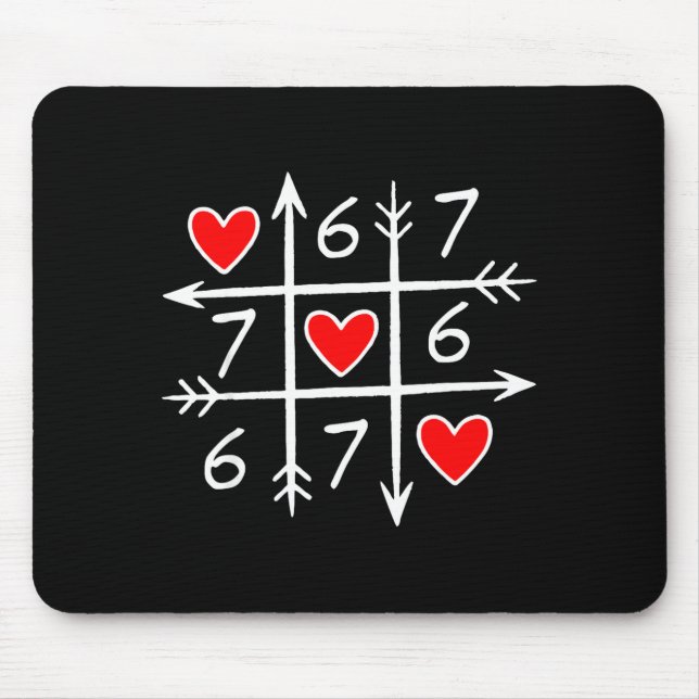 Funny 6 7 Meme Heart Gen Alpha Six Seven 67 Valent Mouse Pad (Front)