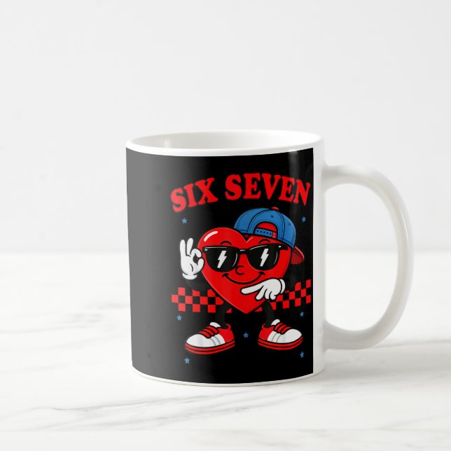 Funny 6 7 Meme Heart Six Seven 67 Valentine Couple Coffee Mug (Right)