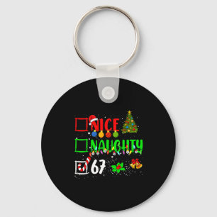 Funny 6-7 Meme Nice Naughty 67 Christmas Brain Rot Keychain