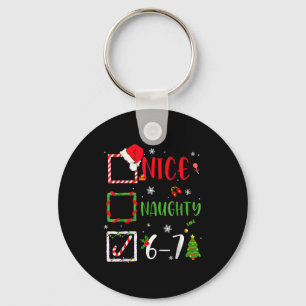 Funny 6-7 Meme Nice Naughty 67 Christmas Brain Rot Keychain
