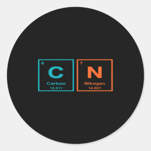 Funny 6 7 Periodic Table Carbon Nitrogen Humor Classic Round Sticker