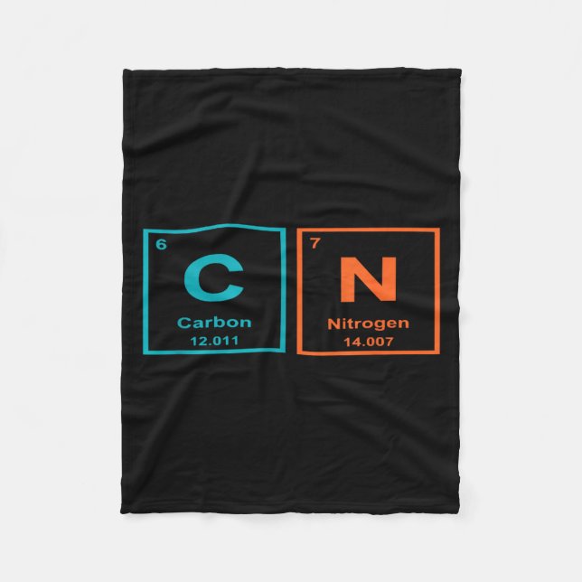 Funny 6 7 Periodic Table Carbon Nitrogen Humor  Fleece Blanket (Front)