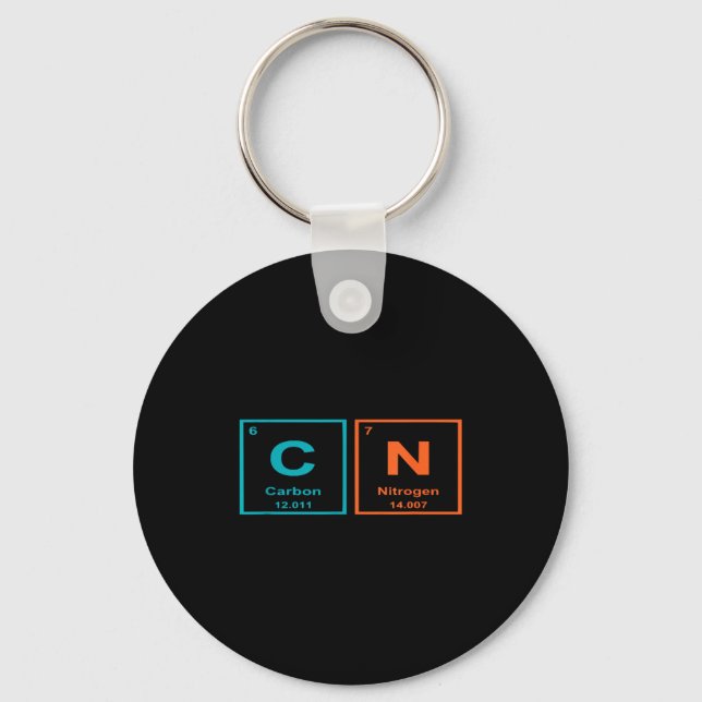 Funny 6 7 Periodic Table Carbon Nitrogen Humor  Keychain (Front)