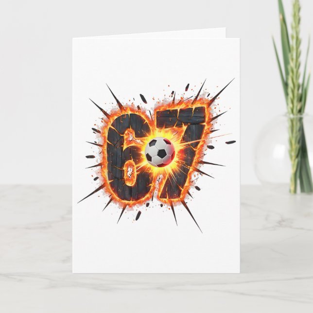 Funny 6 7 Six Seven 67 Soccer Meme  Card (Front)