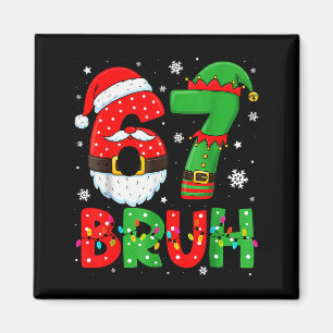Funny 6 7 Six Seven Bruh Meme Christmas Santa Elf  Magnet