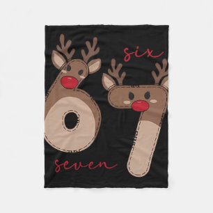 Funny 6 7 Six Seven Meme Christmas Reindeer Gen Al Fleece Blanket