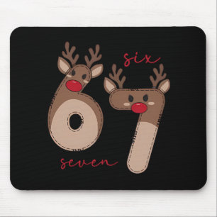 Funny 6 7 Six Seven Meme Christmas Reindeer Gen Al Mouse Pad