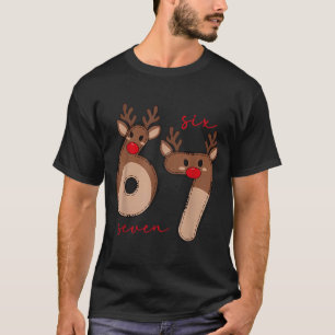 Funny 6 7 Six Seven Meme Christmas Reindeer Gen Al T-Shirt