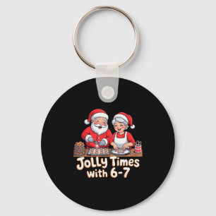 Funny 6 7 Six Seven Meme Christmas Santa Claus Wom Keychain