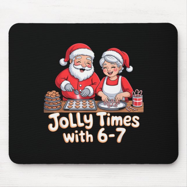 Funny 6 7 Six Seven Meme Christmas Santa Claus Wom Mouse Pad (Front)