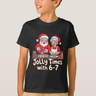 Funny 6 7 Six Seven Meme Christmas Santa Claus Wom T-Shirt