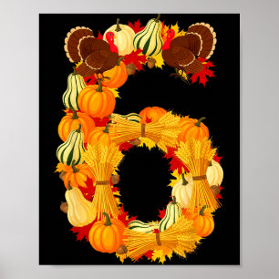 Funny 6 7 Six Seven Meme Couple Thanksgiving Turke Poster