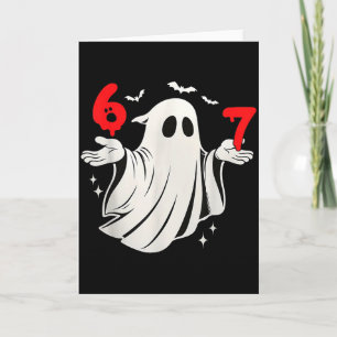 Funny 6 7 Six Seven Meme Halloween Humor Ghost Cos Card