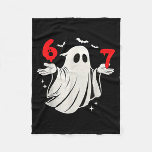 Funny 6 7 Six Seven Meme Halloween Humor Ghost Cos Fleece Blanket