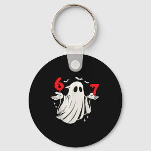 Funny 6 7 Six Seven Meme Halloween Humor Ghost Cos Keychain