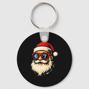 Funny 6 7 Six Seven Meme Santa Face Christmas Men  Keychain