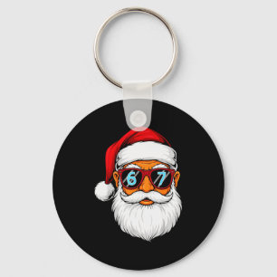 Funny 6 7 Six Seven Meme Santa Face Christmas Men  Keychain