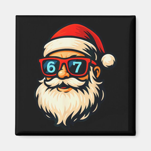 Funny 6 7 Six Seven Meme Santa Face Christmas Men  Magnet (Front)