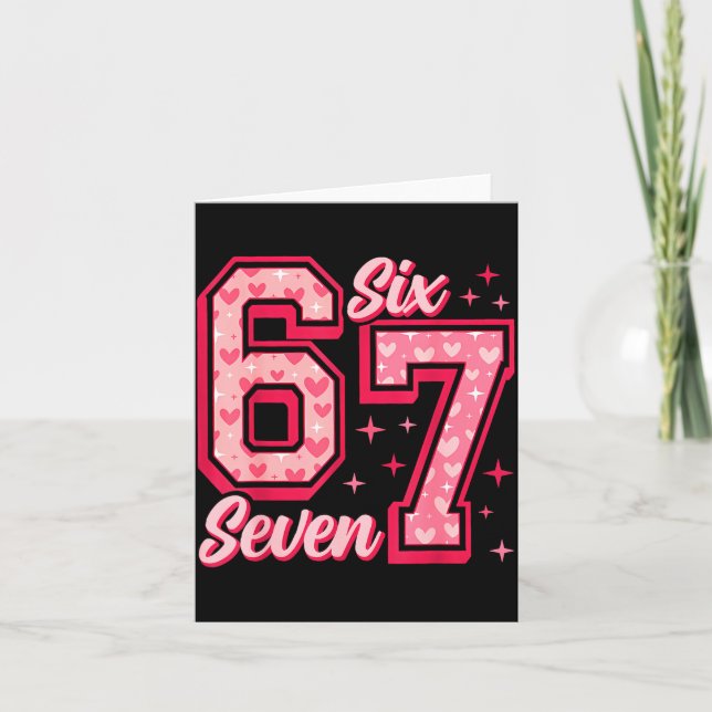 Funny 6 7 Six Seven Meme Saying Valentine Couple M Card (Front)