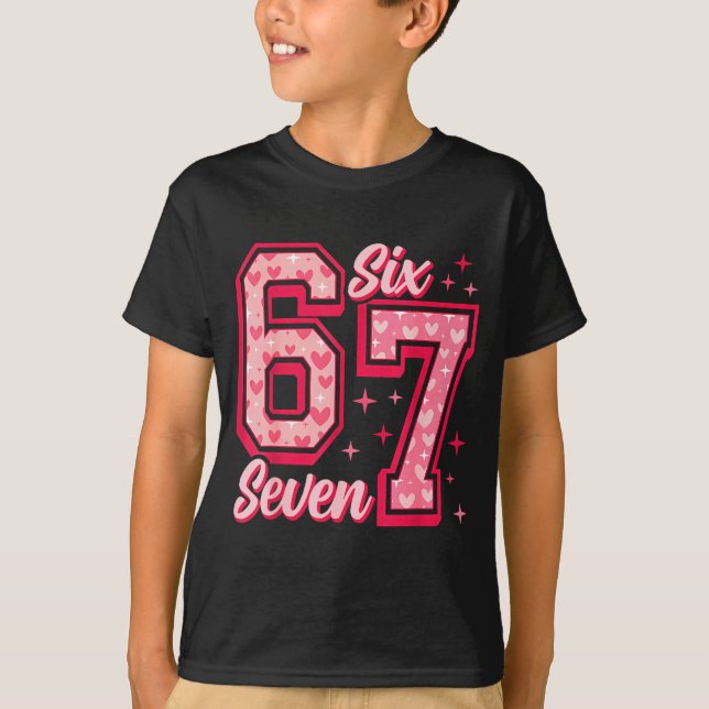 Funny 6 7 Six Seven Meme Saying Valentine Couple M T-Shirt (Front)