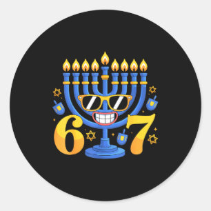 Funny 6-7 Six Seven Menorah Meme Hanukkah Holiday Classic Round Sticker