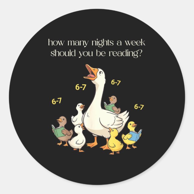 Funny 6 7 Six Seven Reading For Teacher Kids Book  Classic Round Sticker (Front)