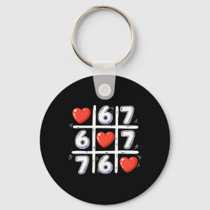 Funny 6 7 Tic Tac Toe Heart 67 Valentine Meme Wome Keychain