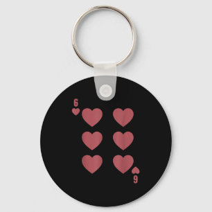 Funny 6 7 Valentine Love Heart Playing Card Matchi Keychain