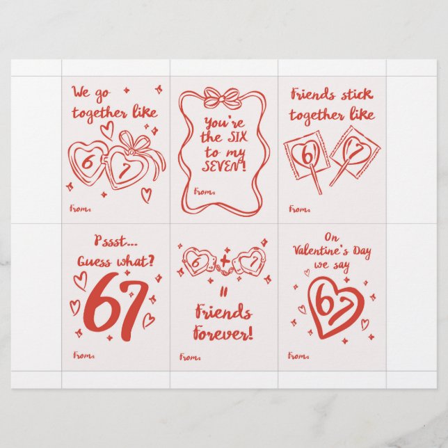 Funny 6 7 Valentine’s Day Cards for Classroom (Front)