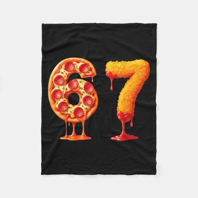 Funny 6 7 Zza Nugget Meme Six Seven 67 Food Lovers Fleece Blanket (Front)