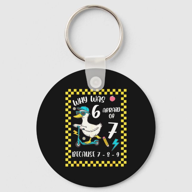 Funny 6 Afraid Of 7 Silly Goose Six Seven 67 Meme  Keychain (Front)